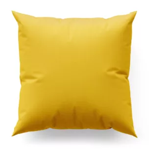 Poszewka szyta żółta z gładkiej tkaniny zaciemniającej typu dimout wykończona obciążnikiem