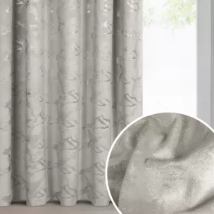 Zasłona stalowo, szampańska welwetowa zdobiona błyszczącym nadrukiem 140x270 cm taśma - RAJA