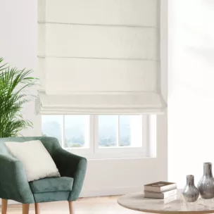 Roleta rzymska kremowa z miękkiej szenilowej tkaniny z efektem melanżu