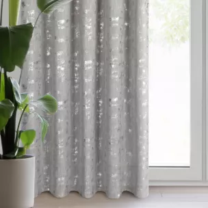 Zasłona srebrna z dodatkiem lnu 140x270 cm taśma - INES