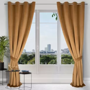 Zasłona miodowa z matowego welwetu z upinaczem 140x270 cm przelotka - CARMEN