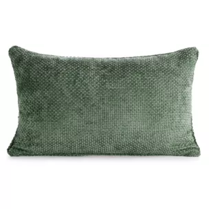 Poszewka na poduszkę 30x50 cm szenilowa z ozdobnym splotem ciemnozielona SZENIL 6