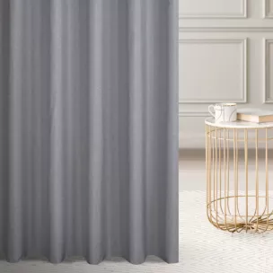 Firana szyta na taśmie 5 cm popielata z półmatowej etaminy z efektem melanżu, wykończona obciążnikiem