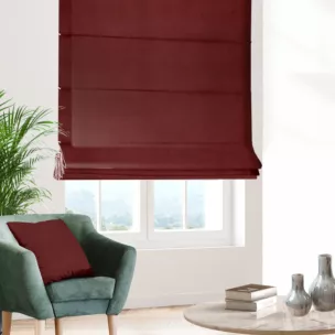 Roleta rzymska DORA - HIT bordowa z miękkiej tkaniny o welurowej strukturze