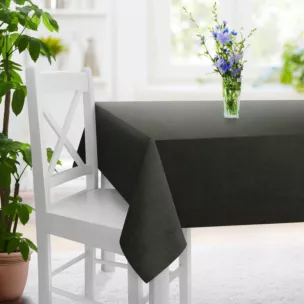 Obrus szyty ciemnooliwkowy z miękkiej w dotyku tkaniny szenilowej