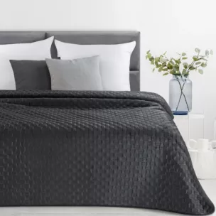 Narzuta welwetowa czarna 200x220 cm pikowana metodą hot press SOFIA 4 Eurofirany Premium