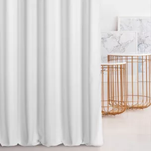 Zasłona szyta na taśmie 5 cm biała z wodoodpornej tkaniny o welurowej strukturze