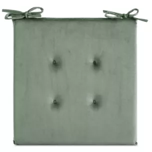 Poduszka na krzesło 40 x 40 x 3 cm  welwetowa jasnomiętowa z ozdobnym pikowaniem i praktycznymi troczkami GAJA