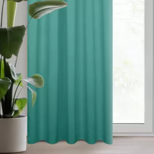 Zasłona turkusowa z gładkiej tkaniny zaciemniającej typu - BLACKOUT 135x270 cm taśma - PARISA - Design 91