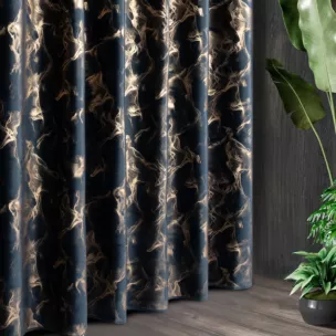 Tkanina zasłonowa z welwetu zdobiona złotym marmurkowym wzorem