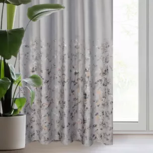 Zasłona welwetowa srebrno, szampańska z nadrukiem metalicznym 140x270 cm taśma - MARIELA