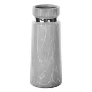 Wazon ceramiczny ALIZA o nowoczesnym kształcie i marmurowej strukturze ze złotą obręczą