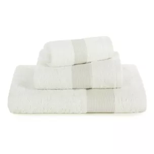 Ręcznik do rąk 30x50 cm bawełniany kolor kremowy z ozdobną błyszczącą bordiurą 500 g/m2 ZOJA