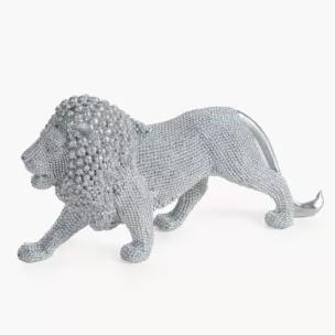 Figurka srebrna w kształcie Lwa o drobnym strukturalnym wzorze 23x6x12 cm ELDO 1