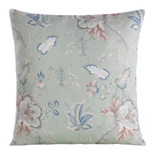 Poszewka na poduszkę 45x45 cm zielono, różowa zdobiona kwiatowym printem FLORE 5