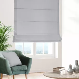 Roleta rzymska JULIETT srebrna z eleganckiej połyskującej tkaniny przetykanej lureksową nicią