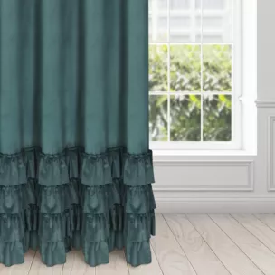 Zasłona welwetowa morska zdobiona falbanami 140x250 przelotka - CHARLOTTE 1