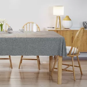 Obrus szyty granatowy z tkaniny typu bukla z efektem melanżu