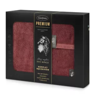 Zestaw ręczników bawełnianych na prezent 3 szt kolor ceglasty 550 g/m2 VENUS Eva Minge