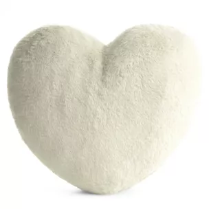 Poduszka w kształcie serca 45x45 cm z przyjemnego futerka kremowa