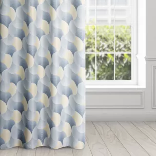 Zasłona szaro, żółta dimout z geometrycznym wzorem 140x250 cm przelotka - ASETA