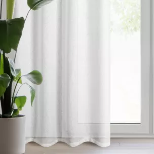 Zasłona biało, srebrzysta z dodatkiem błyszczącej nici 140x250 cm przelotka - ESSI