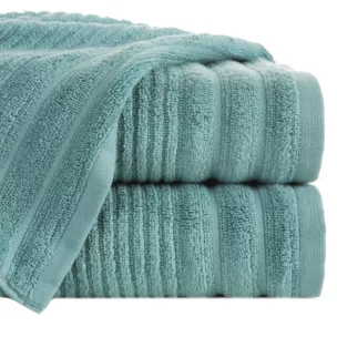 Ręcznik do rąk 30x50 cm bawełniany kolor miętowy zero twist zdobiony paseczkami 400 g/m2 SAMMY