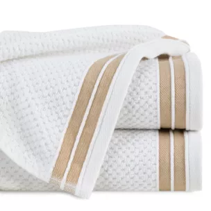 Ręcznik kąpielowy 50x90 cm bawełniany kolor biały w pasy 500 g/m2 MADLEN