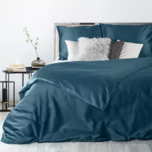Pościel 160x200 cm komplet 3 częściowy bawełniana gładka kolor granatowy NOVA 3