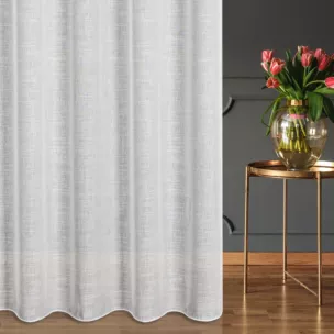 Firana szyta na taśmie 5 cm biała z delikatnej etaminy wykończonej obciążnikiem