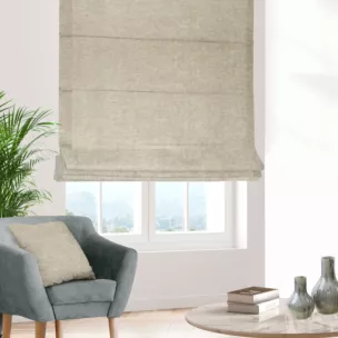 Roleta rzymska BRIANNA beżowa miękka szenilowa o wyraźnym splocie i lekkim połysku