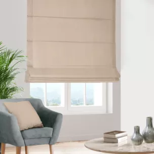 Roleta rzymska beżowa z miękkiej półmatowej tkaniny welwetowej