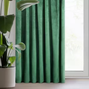 Zasłona butelkowa zieleń z matowego welwetu 140x270 cm taśma - MELANIE