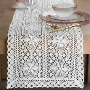 Bieżnik na stół 40x140 cm biały ażurowy MARY w stylu boho