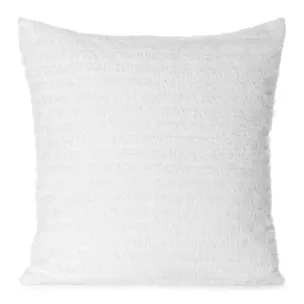 Poszewka na poduszkę 45x45 cm z tkaniny szyfonowej kolor biały zdobiona moherową nicią REINA Eva Minge