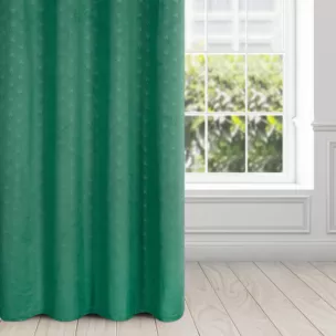 Zasłona zielona wzór geometryczny z wytłaczanego welwetu 140x250 cm przelotka - JULIA