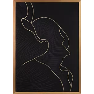 Obraz abstrakcja czarny ze złotym błyszczącym nadrukiem w złotej ramie 53x73 cm PEONIA 6 LIMITED COLLECTION