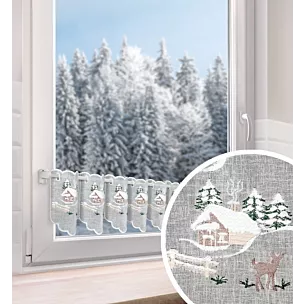 Tkanina firanowa zazdrostka etamina z świątecznym haftem