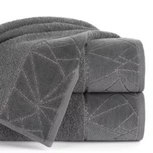 Ręcznik kąpielowy 70x140 cm bawełniany kolor stalowy zdobiony błyszcząca nicią CLEO