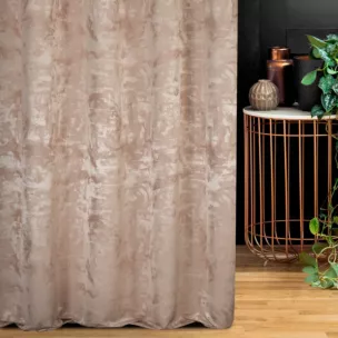 Zasłona szyta na taśmie 5 cm pudrowo różowa miękka z dodatkiem bawełny i nieregularnym wzorem