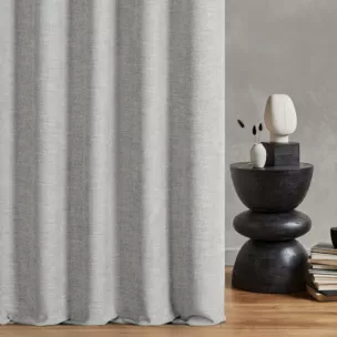 Zasłona szyta na taśmie 5 cm srebrna tkanina o naturalnym charakterze z efektem melanżu