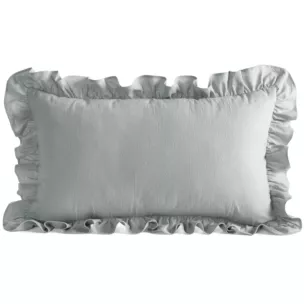 Poszewka na poduszkę 30x50 cm bawełniana z ozdobną falbanką srebrna