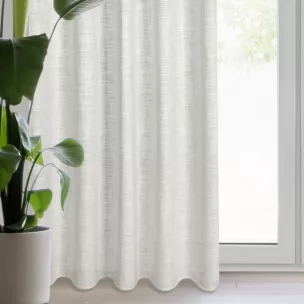 Zasłona beżowa, srebrna z dodatkiem lnu i błyszczącym akcentami 140x270 cm taśma - ROSI