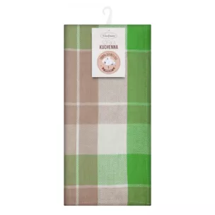 Komplet ściereczek kuchennych 2szt 50x70 cm bawełniany kolor zielony zdobionych w subtelną kratkę 200 g/m2 MONA