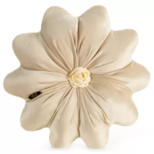Poduszka w kształcie kwiatka o średnicy 40 cm welwetowa kremowa FLORES 5