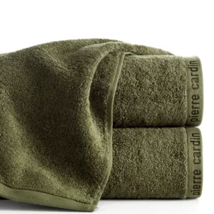 Ręcznik kąpielowy 50x90 cm bawełniany kolor ciemnooliwkowy z żakardową bordiurą 430 g/m2 EVI Pierre Cardin