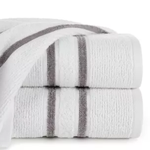 Ręcznik do rąk 30x50 cm bawełniany kolor biały w kontrastujące pasy 500 g/m2 DINA