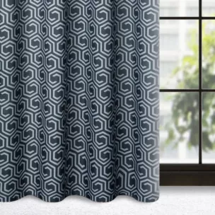 Zasłona grafitowo, szara ze srebrnym wzorem z matowej tkaniny 140x250 cm przelotka - JULIET - Design 91