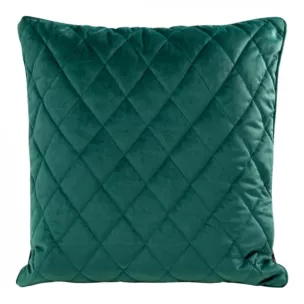 Poduszka 50 x 50 cm ciemnoturkusowa pikowana we wzór karo z ozdobną wypustką na brzegach VELVET 28