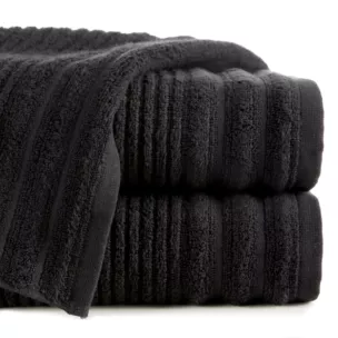 Ręcznik kąpielowy 70x140 cm bawełniany kolor czarny zero twist zdobiony paseczkami 400 g/m2 SAMMY